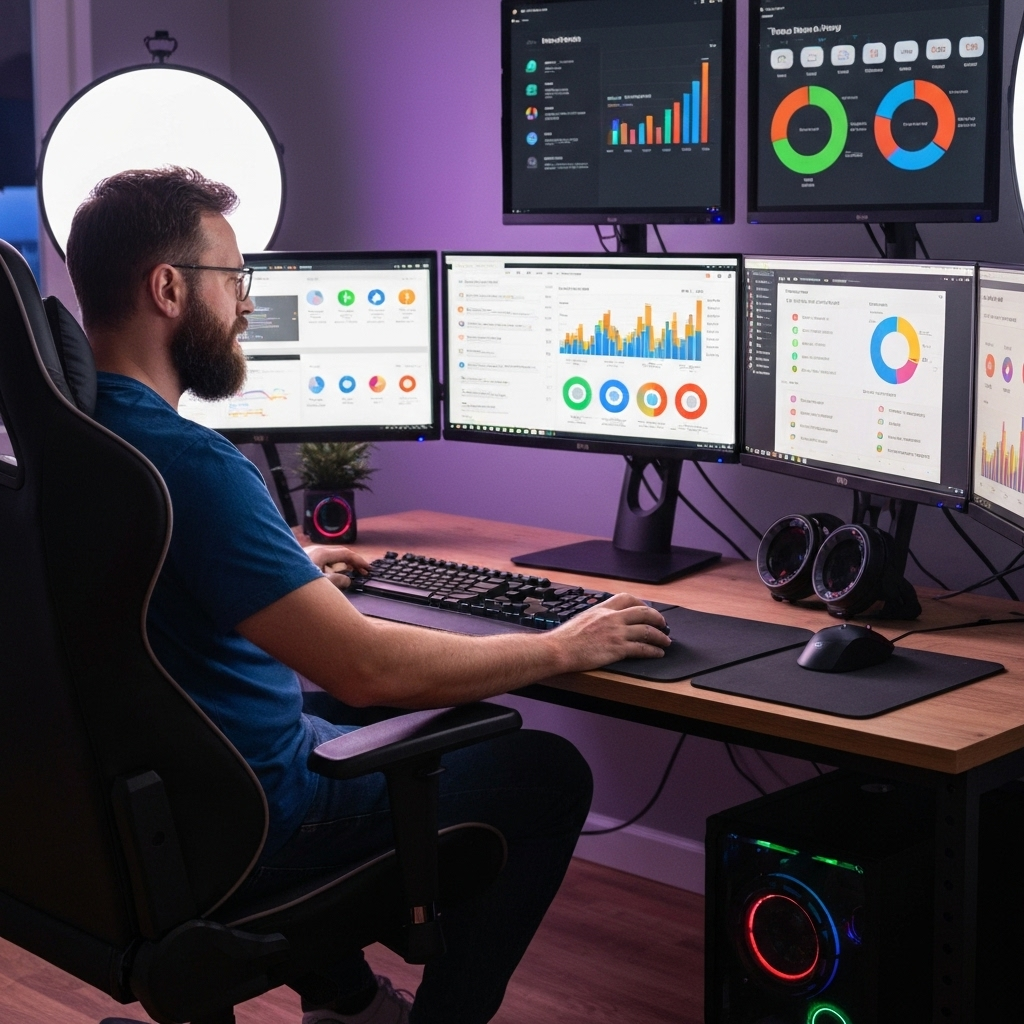 Gaming time management and productivity balance visualization